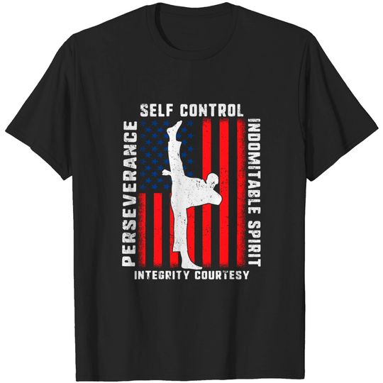 Discover Taekwondo 5 Tenets Martial Arts Sports USA Flag T Shirt