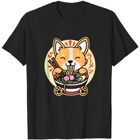 Discover Kawaii Ramen Cute Anime Dog Corgi Japanese Noodles Drk T-Shirt