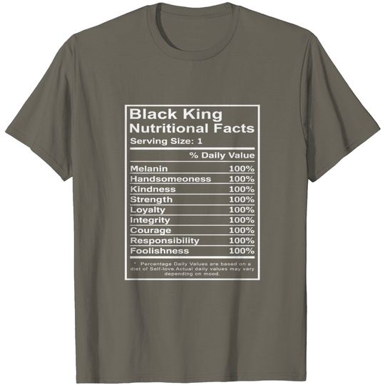 Discover African American Black King Nutritional Facts T Shirt