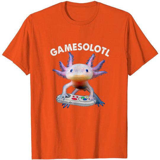 Discover Axolotl Fish Playing Video Game White-Axolotl Lizard Gamers T-Shirt