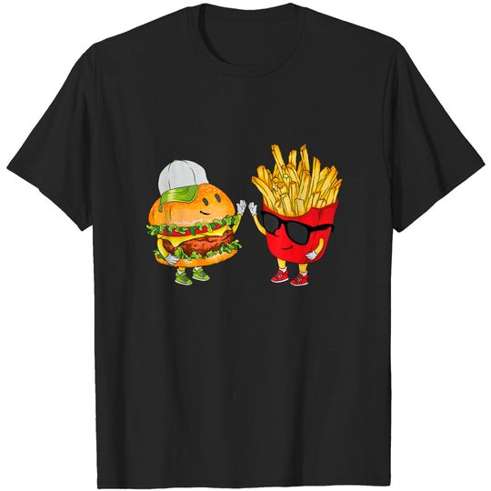 Discover Hamburger Fries High Five | Cool Fun Combo Snacks Funny Gift T-Shirt