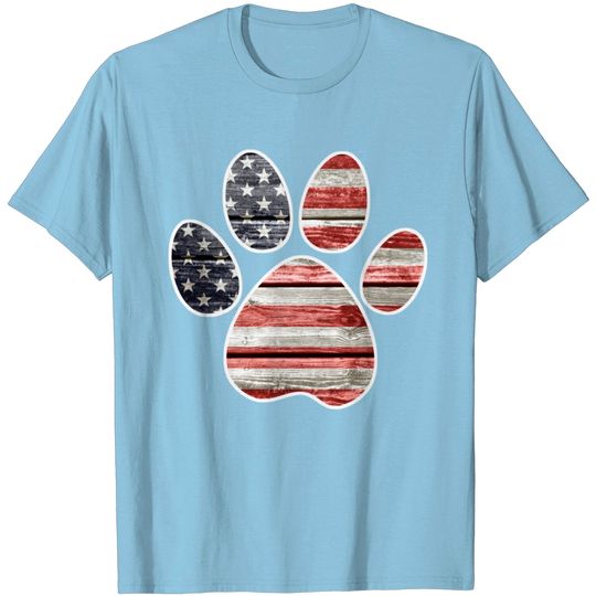 Discover Patriotic Paw Print, American Flag T Shirt