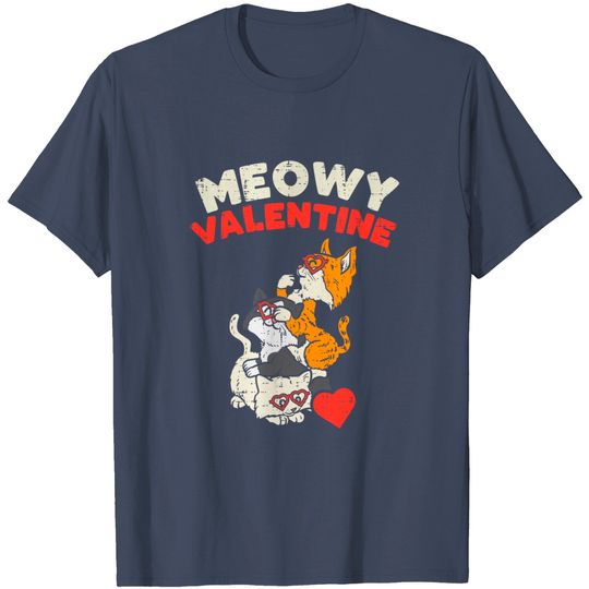 Discover Meowy Valentine Cats Kitten Cat Valentines Day T-Shirt