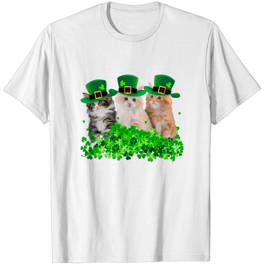 Discover Three Cat St Patricks Day T-Shirt Kitty Kitten Lover Irish T-Shirt