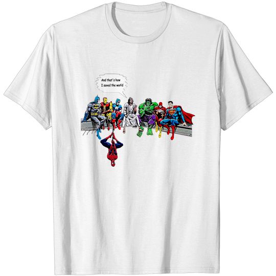 Discover Jesus Superheros Christian T-Shirt, and That's How I Saved The World Funny