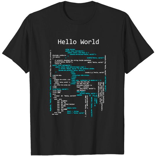 Discover Hello World Coding, Computer Programming Languages T-Shirt