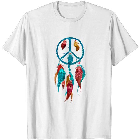 Discover Colorful Dreamcatcher Feathers Native American Indian Tribal T-Shirt