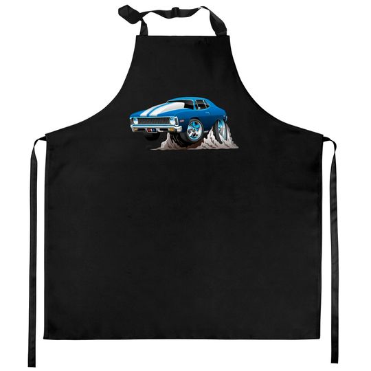 Discover Classic American Muscle Car Cartoon Kitchen Aprons