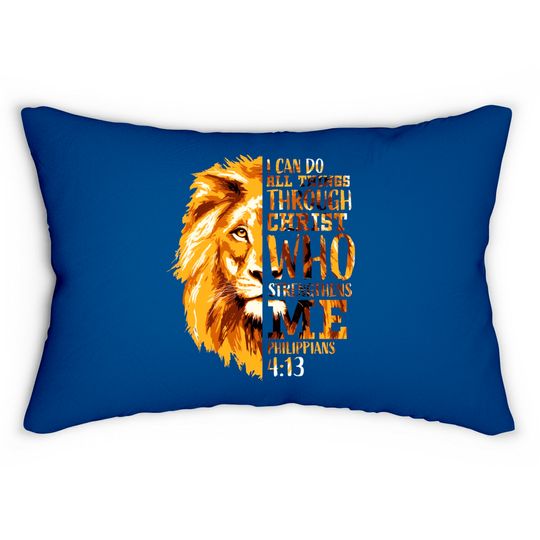 Discover Mens Philippians 4:13 Christian Bible Verse Gift Lion Lumbar Pillows