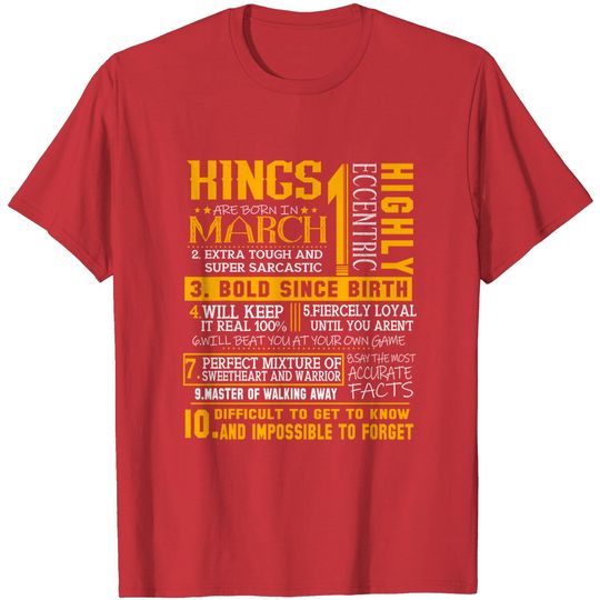 Discover Awesome Birthday Idea Tee for Kings are Born In March Mens T-Shirt