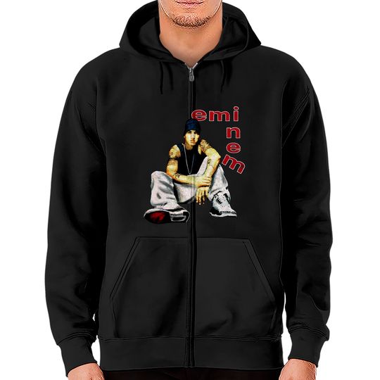 Discover Eminem Men's Letters Slim Fit Zip Hoodies Black