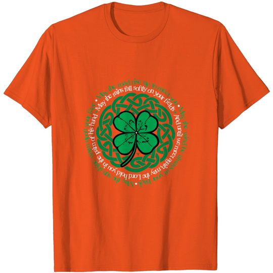 Discover Irish Blessing, Celtic Knot & 4-Leaf Clover Luck Version B T-Shirt