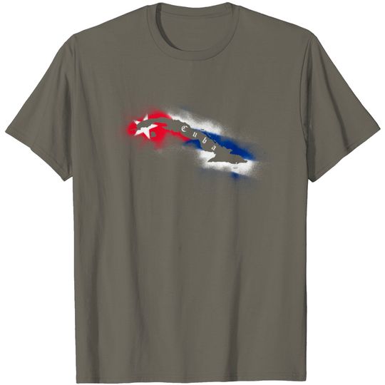 Discover Cuba Spray Paint Map T Shirt