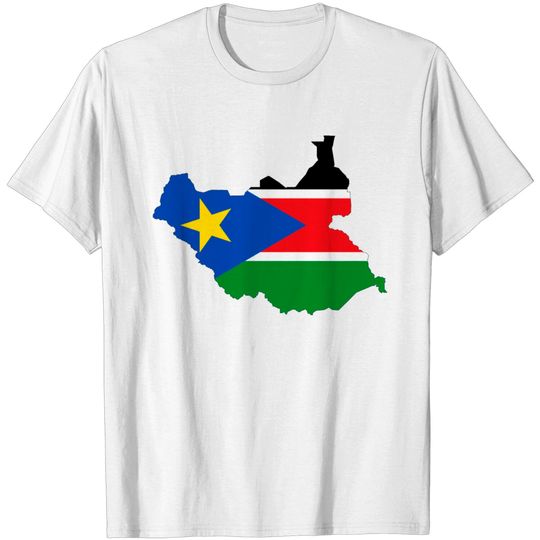 Discover South Sudan Flag Map With Stroke T Shirt