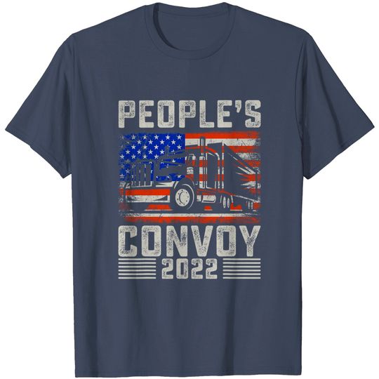 Discover People's Convoy 2022 I Support Truckers American Flag T-Shirt