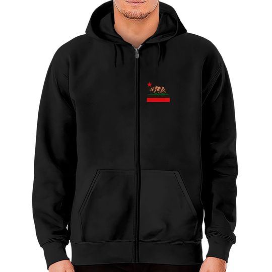 Discover California Bear Logo Zip Hoodies California State Bear Flag Logo Graphic