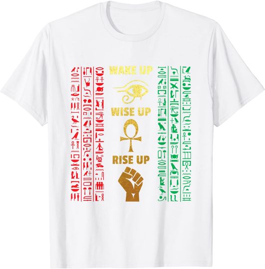 Discover Egyptian Black Egypt Hyerogliphs ankh Eye of Horus T-Shirt