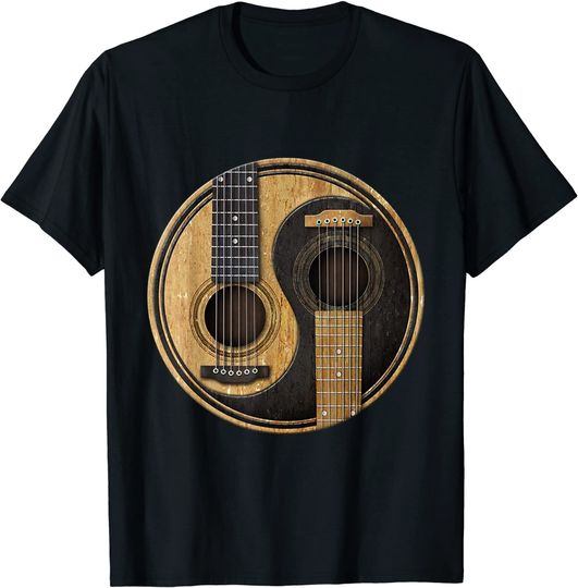 Discover Old And Worn Acoustic Guitars Yin Yang T Shirt T-Shirt