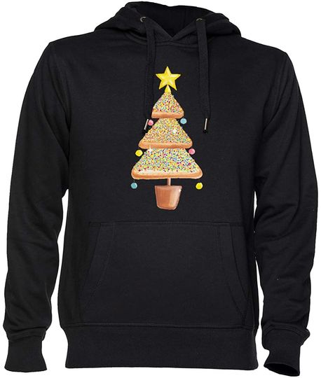 Discover Hoodie Sweater com Capuz  Unissex Pão Árvore de Natal Pulôver Preto Homens Mulheres
