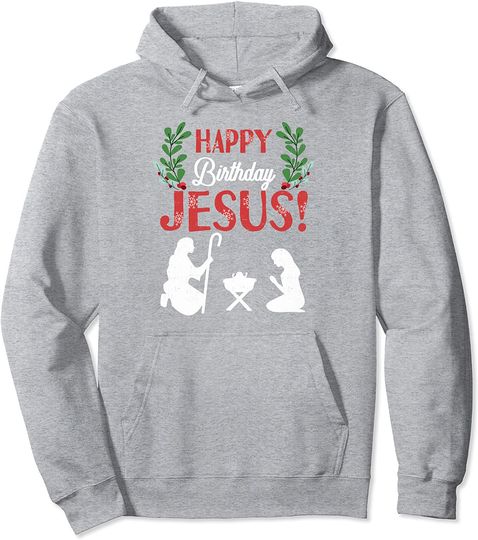 Discover Hoodie Sweater com Capuz Feliz Aniversário Jesus Presépios de Natal Unissexo