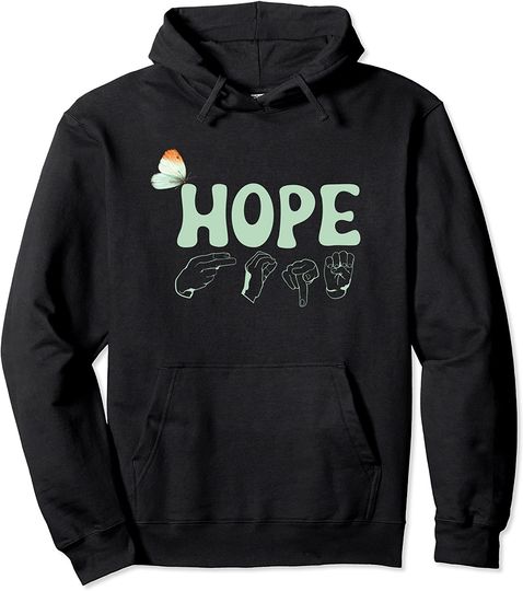 Esperança Língua Gestual Presente Surdo Mudo | Hoodie Sweatshirt com Capuz para Homem e Mulher