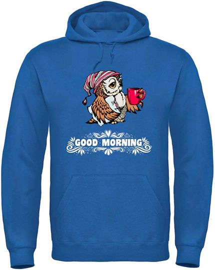 Discover Hoodie Sweater com Capuz para Homem e Mulher Engraçada Papagaio E Um Copo de Café Bom Dia