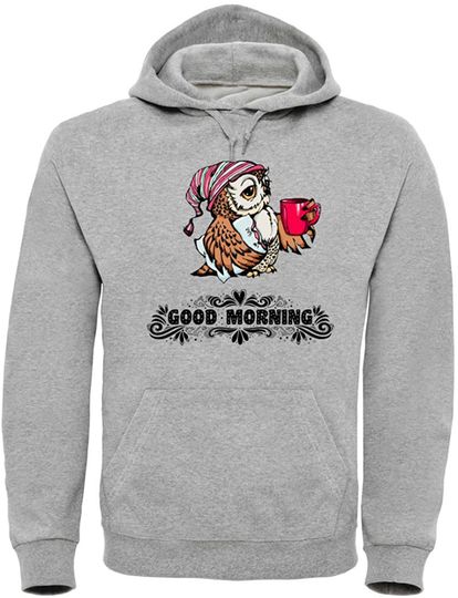 Discover Hoodie Sweater com Capuz para Homem e Mulher Engraçada Papagaio E Um Copo de Café Bom Dia