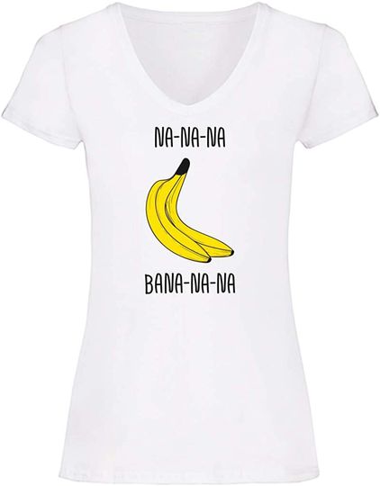 Discover T-shirt Camisete de Mulher com Decote em V Banana Na-Na-Na