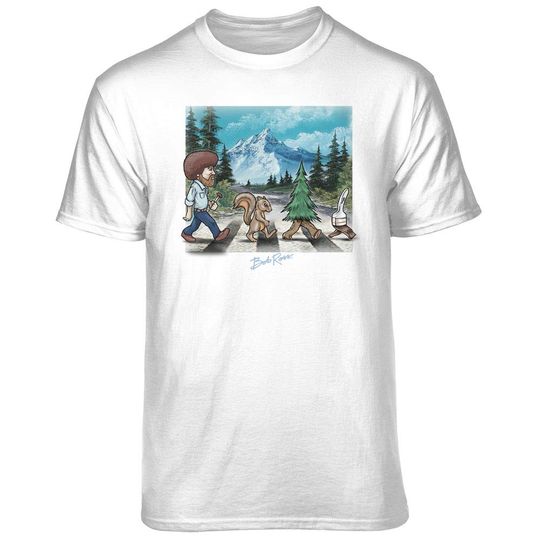 Discover T-Shirt Camiseta Manga Curta Bob Ross Caminhada pela Estrada