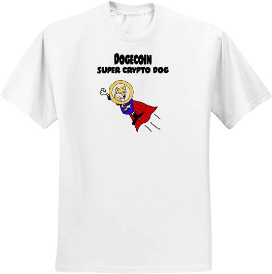Discover T-shirt Camiseta Manga Curta para Homem e Mulher Criptomoeda Dogecoin Super Herói Cão