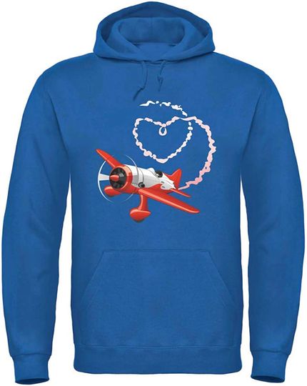 Discover Hoodie Sweatshirt com Capuz Unissexo Desenho de Avião Com Fumaça Em Forma de Coração