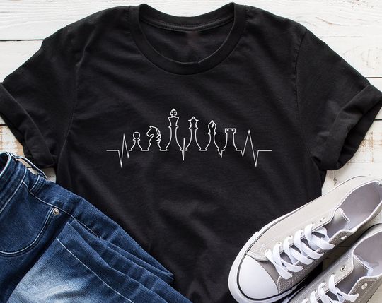 Discover Camiseta para Homem e Mulher Batimento de Coração de Xadrez