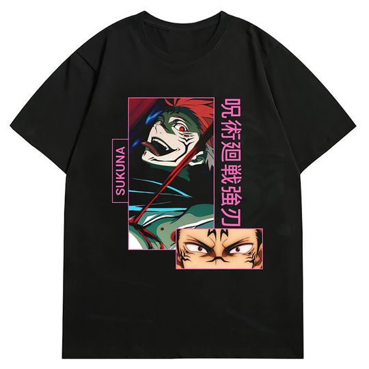T-Shirt Camiseta Manga Curta Jujutsu Kaisen Estampada con Estilo Deportivo
