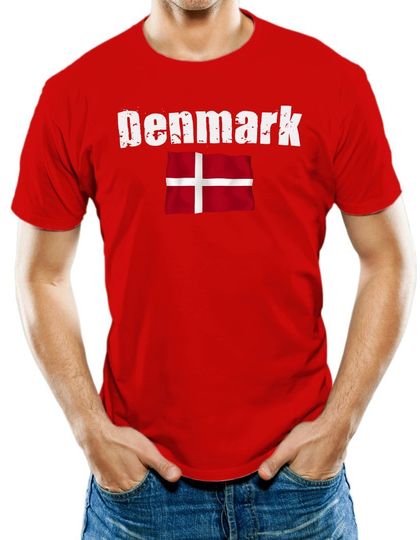 Universal Apparel - Camiseta de Manga Corta para Hombre Diseño de Bandera de Dinamarca