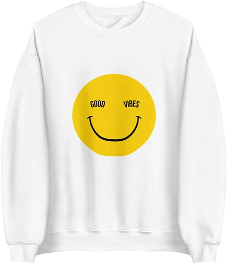 Discover Suéter Sweater Unissexo Emoji Feliz Good Vibes