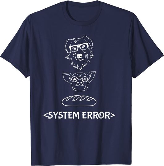 Discover Dog Pig Loaf of Bread System Error Monchi the Pug Robot T-Shirt