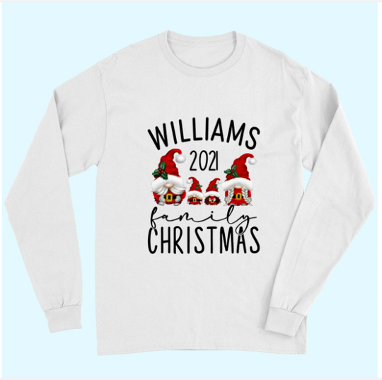 Discover Christmas Gnome  Personalized Family Name Long Sleeves