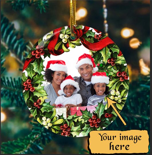 Discover Costum Christmas Family Holiday Ceramic Circle Ornament