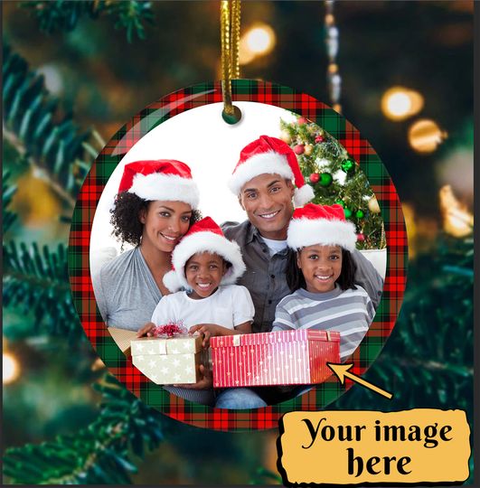 Discover Christmas Family Holiday Personalized Ceramic Circle Ornament