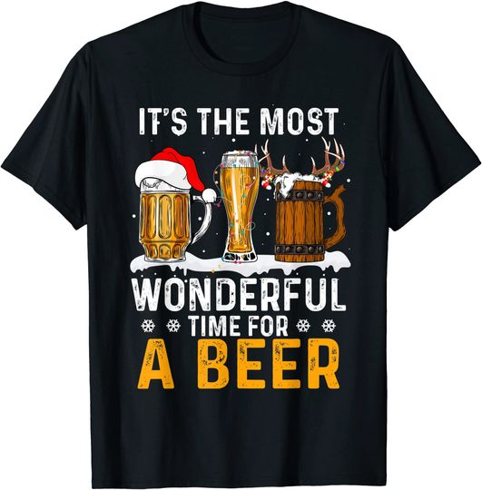 Discover It's The Most Wonderful Time For A Beer Christmas Drink Xmas T-Shirt
