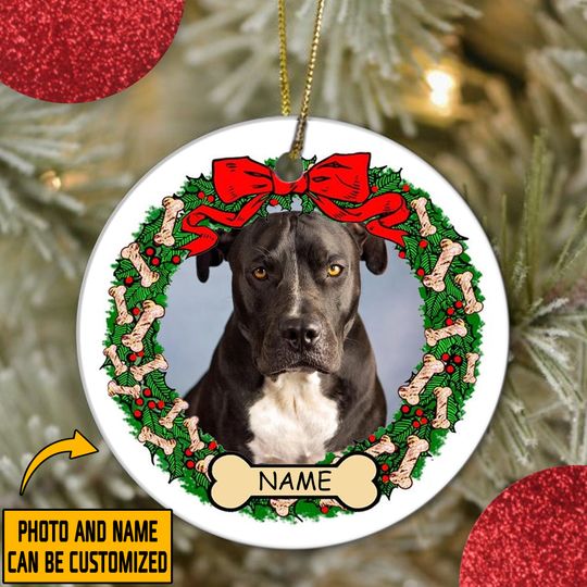 Discover Dog Personalized Photo Ceramic Circle Ornament
