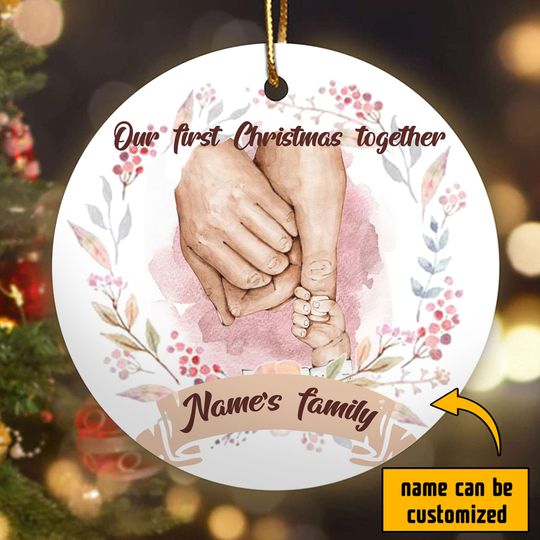 Discover Our First Christmas Together Personalized Ceramic Circle Ornament