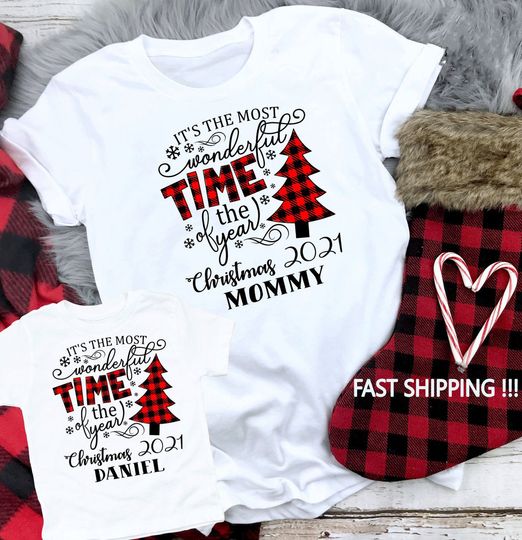 Discover Most Wonderful Time Of The Year 2021 Personalized Christmas Family T-Shirt