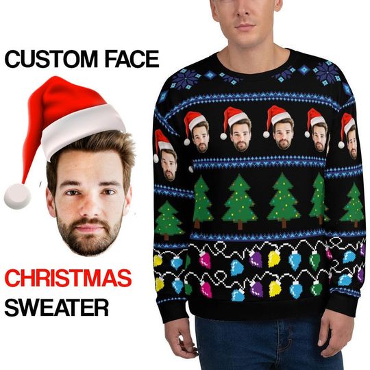 Discover Custom Faces Ugly Christmas Sweater Funny Sweatshirts
