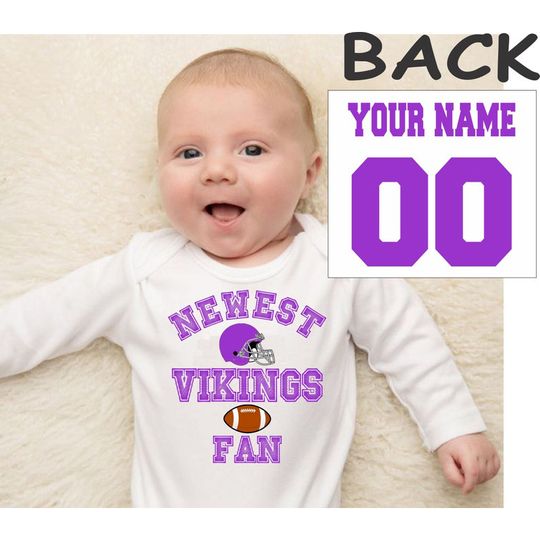 Discover Personalized Name And Number Newest Vikings Fan Bodysuits