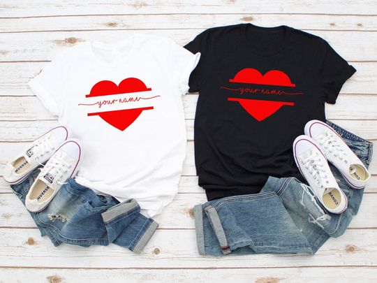 Discover Personalized Heart With Name Valentine T-Shirt