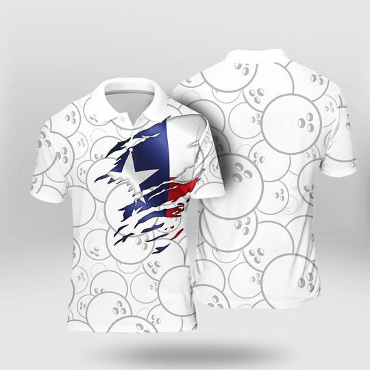 Discover Bowling Texas Flag Background 3D Polo Shirt