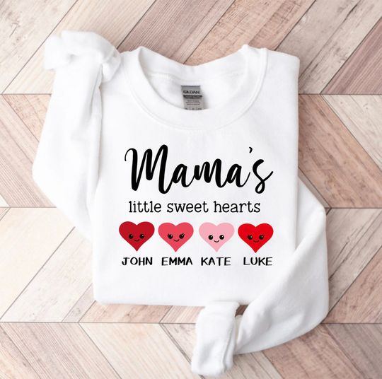 Discover Mama's little Sweet Hearts, Custom Mom Valentines day Sweatshirt gift, new mom kid love Sweatshirt