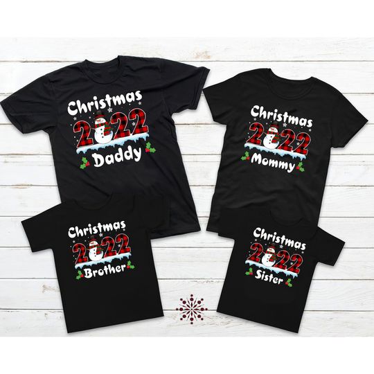 Discover Personalized Christmas 2021 Snowman Family Matching T Shirt