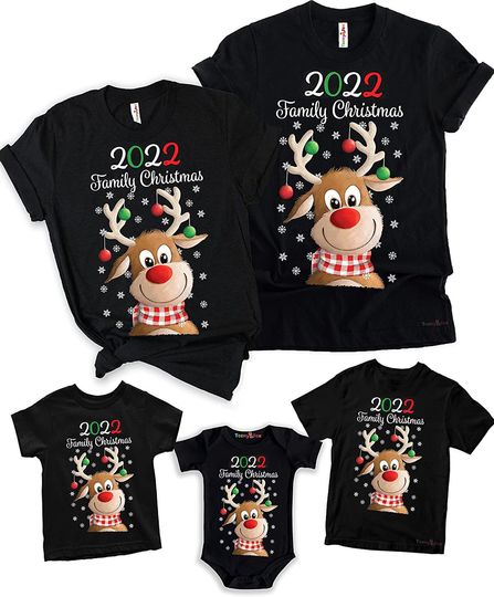 Discover Teeny Fox Christmas Reindeer Family Matching Pajamas Custom T-Shirt